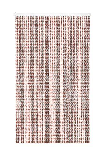 IlGruppone Tenda Antimosche per Porta Finestra A Pannello con Telaio in PVC, in più Colori, Moschiera con Corde a Perline per Esterno Interno Fili a Caduta - Marrone - 100 x 220 Cm