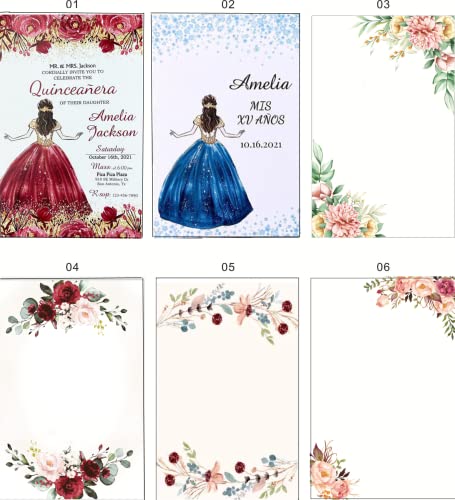 Cylallen 50sets Custom Print Wedding Invitations Card Birthday Business Table Cards Events Party Menu Personalized Design Thank You Cards (Template 2)