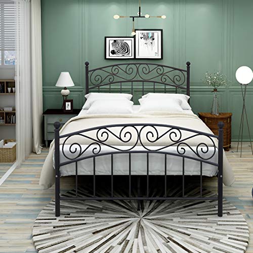 Dumee Queen Bed Frame With Headboard And Footboard Metal Platform Bed Frame Queen Size No Box Spring Needed, Queen Textured Black #TOP6