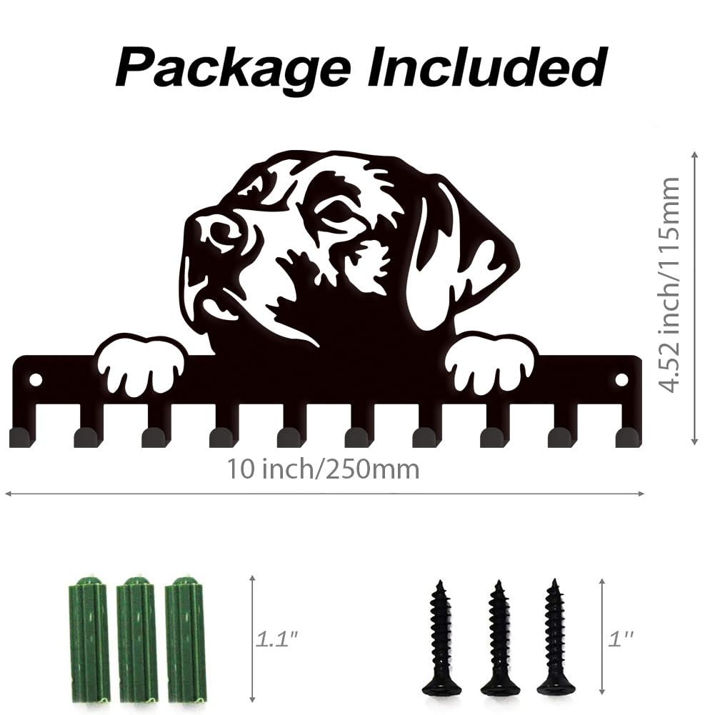 Portachiavi Da Parete Con 7 Ganci A Forma Di Zampa Di Cane - Organizer Da Ingresso In Metallo Con Scritta 'Let's Go For A Walk' - Include Tasselli - 2