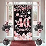 40. Geburtstag Frau Deko, 40 Geburtstagsbanner, Banner 40 Geburtstag Frauen und Männer, Rosa Dekoration Banner Hintergrund, Extra Große Geburtstags 40 Schild Poster zum Geburtstagsfeier Deko