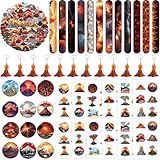 qhqqwzxqc 98PCS Hot Volcano Party Favors Hot Lava Theme Birthday Supplies Decorations Volcano Tattoos Volcano Slap Bracelets Volcano Keychains Volcano Stickers Hot Lava Button Pins