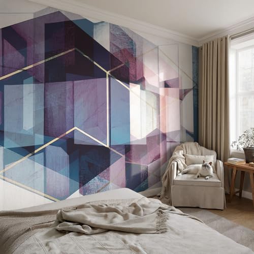 Revestimiento duradero para pasillo 152x104 cm cubos geométricos vinilo mural de hogar 3