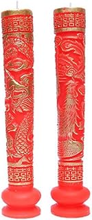 PRETYZOOM Purple Wedding Candles Chinese Dragon Phoenix Pair of Decorative Candles for Wedding Party