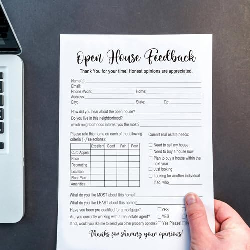 100 Pieces Open House Signs for Real Estate Supplies, Feedback Notepad Sign-in Form For Seller Clients, Realtors, Home Sellers, Agents Brokers, 6 x 8 Inch - Image 5