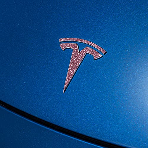 Image of IPG Compatible with Model Y Decal Sticker (8 Logo Set) Overlay Stickers Do it Yourself Stickers Set Personalize Your Tesla (Pink Glitter)