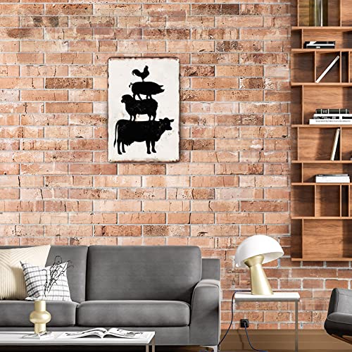 Metal Tin Sign Vintage New Farm Animals Stacked Cattle Sheep Pig Chicken Decoration For Farm, Home, Living Room, Garden, Bedroom, Office, Hotel, Cafe And Pub Wall Decor 12X8 Inches #TOP6
