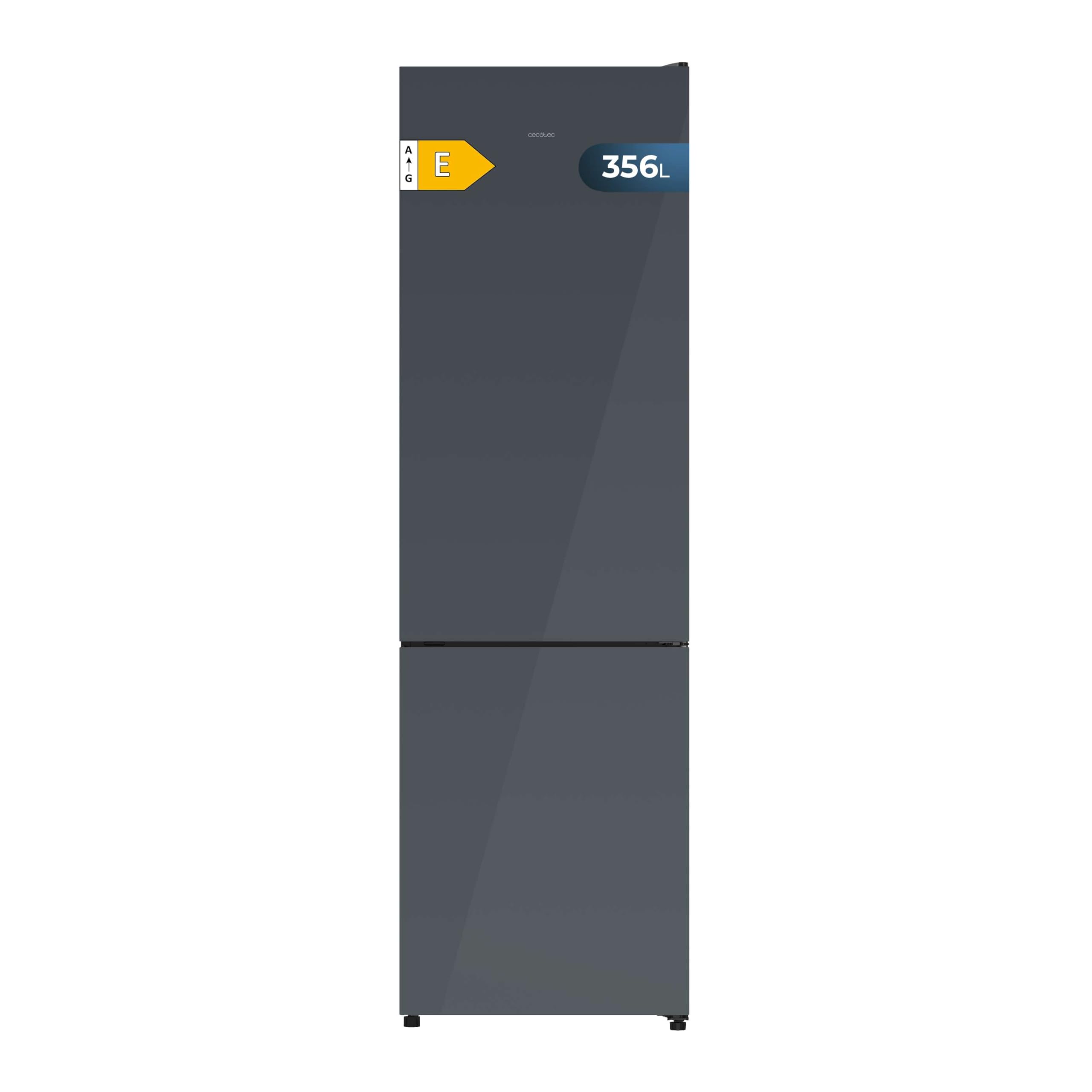 Cecotec Kühl-Gefrierkombination Bolero CoolMarket Combi 356i. 356 L, Grau Glas, Energieeffizienzklasse E, NoFrost, MultiAirflow, Freshness Hub für Weniger Abtauen und gleichmäßige Kühlung