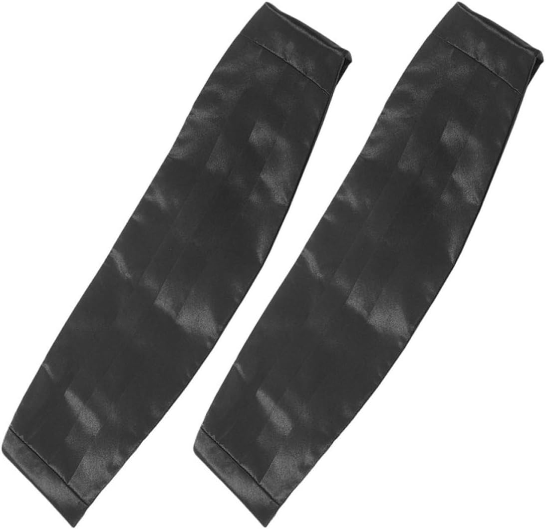 2pcs Men Adjustable Satin Cummerbund Set, Solid Black Tuxedo Waistband Enhanced Support, Simple Design for Wedding and Formal Occasion Accessories