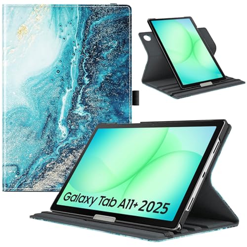 TiMOVO Funda Giratoria para Samsung Galaxy Tab A11+/A11 Plus 11 Pulgadas 2025 SM X230/‎X236/‎‎X238, Funda con Soporte Giratorio de 90 Grados, Compatible con Auto Activación/Suspensión, Textura Dorada