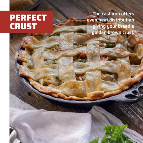 Camp Chef Cast Iron Pie Pan - True-Seasoned Cast Iron Pie Dish for Cooking & Camping Accessories - 10" - Thumbnail 6