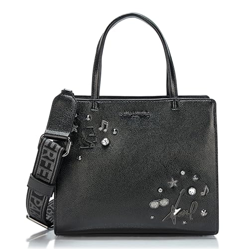 KARL LAGERFELD Women's Maybelle Pins Satchel, Black/Dark Gunmetal, One Size by KARL LAGERFELD - Used condition - US$177.28