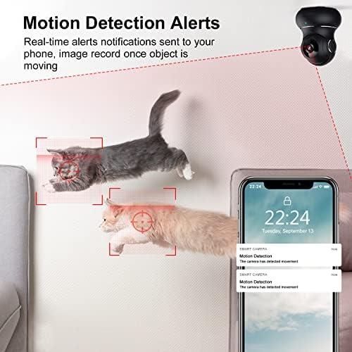 litokam Little elf Camera, Pet Camera with 360° Motion Tracking, IR Night Vision, 2-Way Audio, [2022 New] WiFi Camera, 1080P Indoor security Camera for Baby/Pet, Wireless Camera Work with Alexa