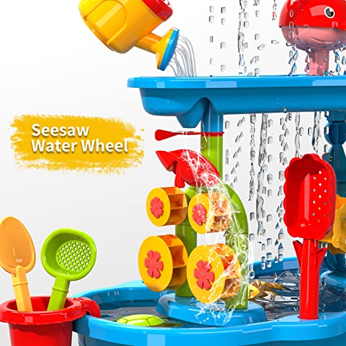 Temi Kids Sand Water Table For Toddlers, 3-Tier Sand Table And Water Play Table, Kids Beach Toys Activity Sensory Play Table Outdoor Toys For Toddler Boys Girls Age 1-3 #TOP1