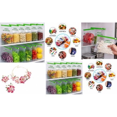 Image of 5 Pcs Heavy-Duty Reusable Zip lock Bags- 1500ml Large Zip Lock Pouch Food Storage Bags | Leakproof,Airtight Freezer Bags for Fruits,Vegetables,Snacks & Dry Fruits | BPA Free Ziplock Bags for Kitchen