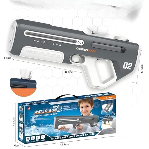 Image of Crackles Automatic Electric Water Gun for Kids & Adults | Rechargeable Auto Suction Self-Filling Water Blaster | Continuous Shooting High Power Long Range Squirt Gun for Holi, Pool & Outdoor Fun