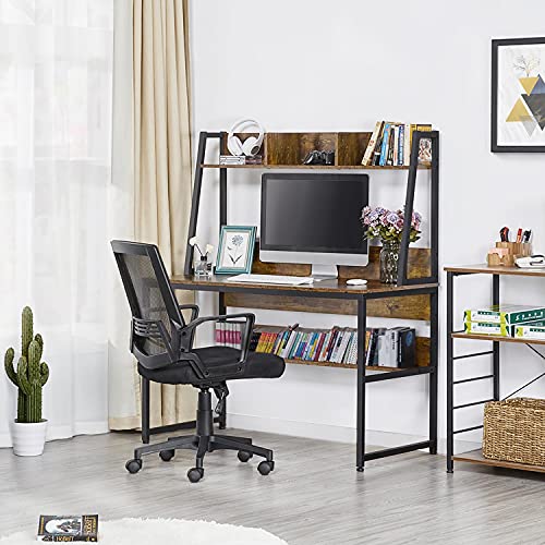 Yaheetech 47 Inch Computer Desk With Hutch And Bookshelf, Home Office Modern Writing Desk With Bookshelf, Space Saving Desk With Shelves, Rustic Brown #TOP1