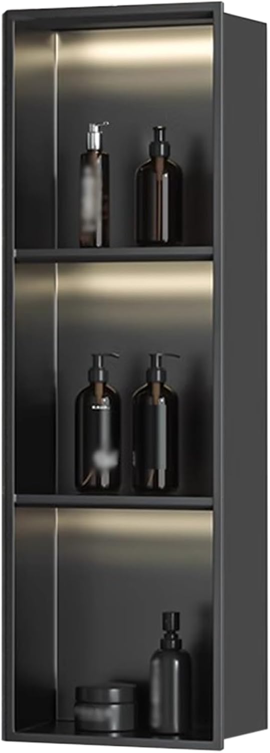 Niche de douche LED acier inoxydable rangement encastrable noir mat