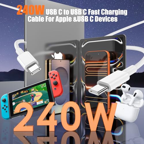 Image of LOFPYE 240W 3-Pack [3.3FT+6.6FT+10FT] USB C to USB C Cable,Type C Fast Charging Cable for iPhone Air 17 16 15 ，for Galaxy S25, for iPad, for MacBook and More
