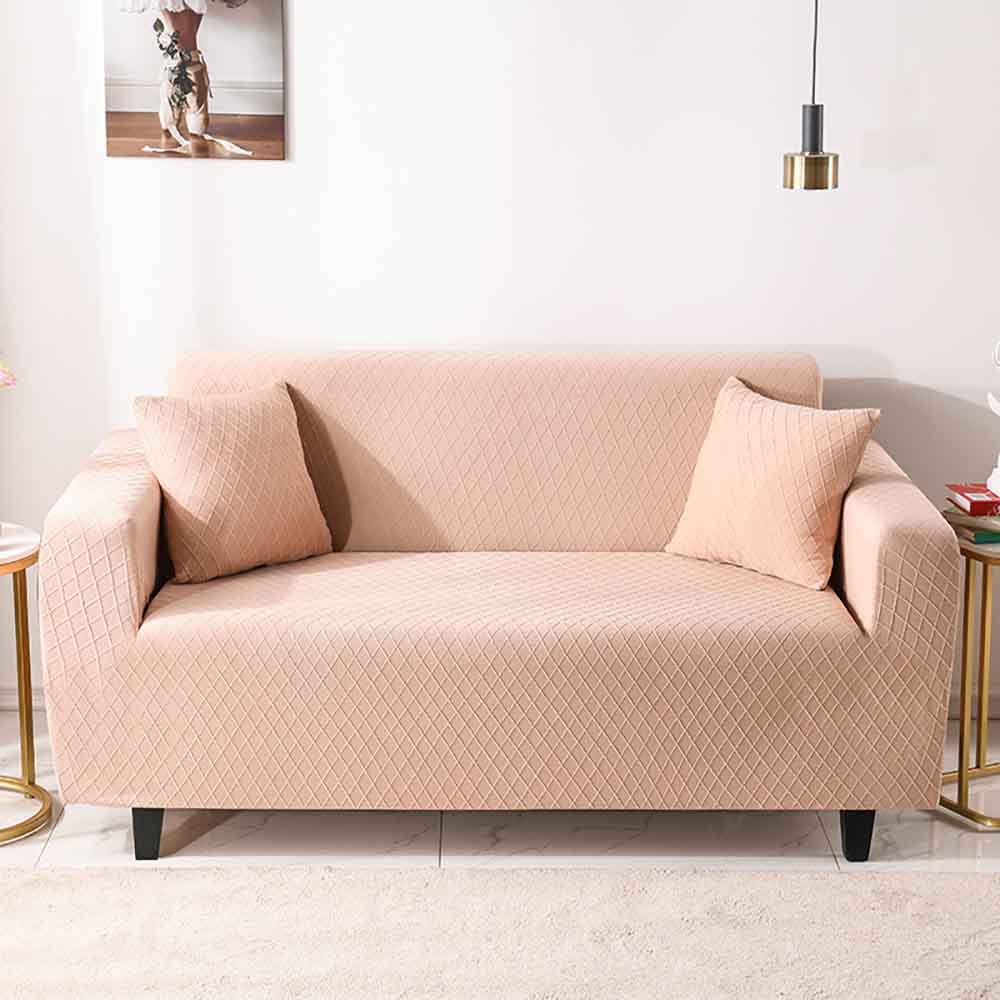 Housse de canapé jacquard extensible rose textile doux haut de gamme