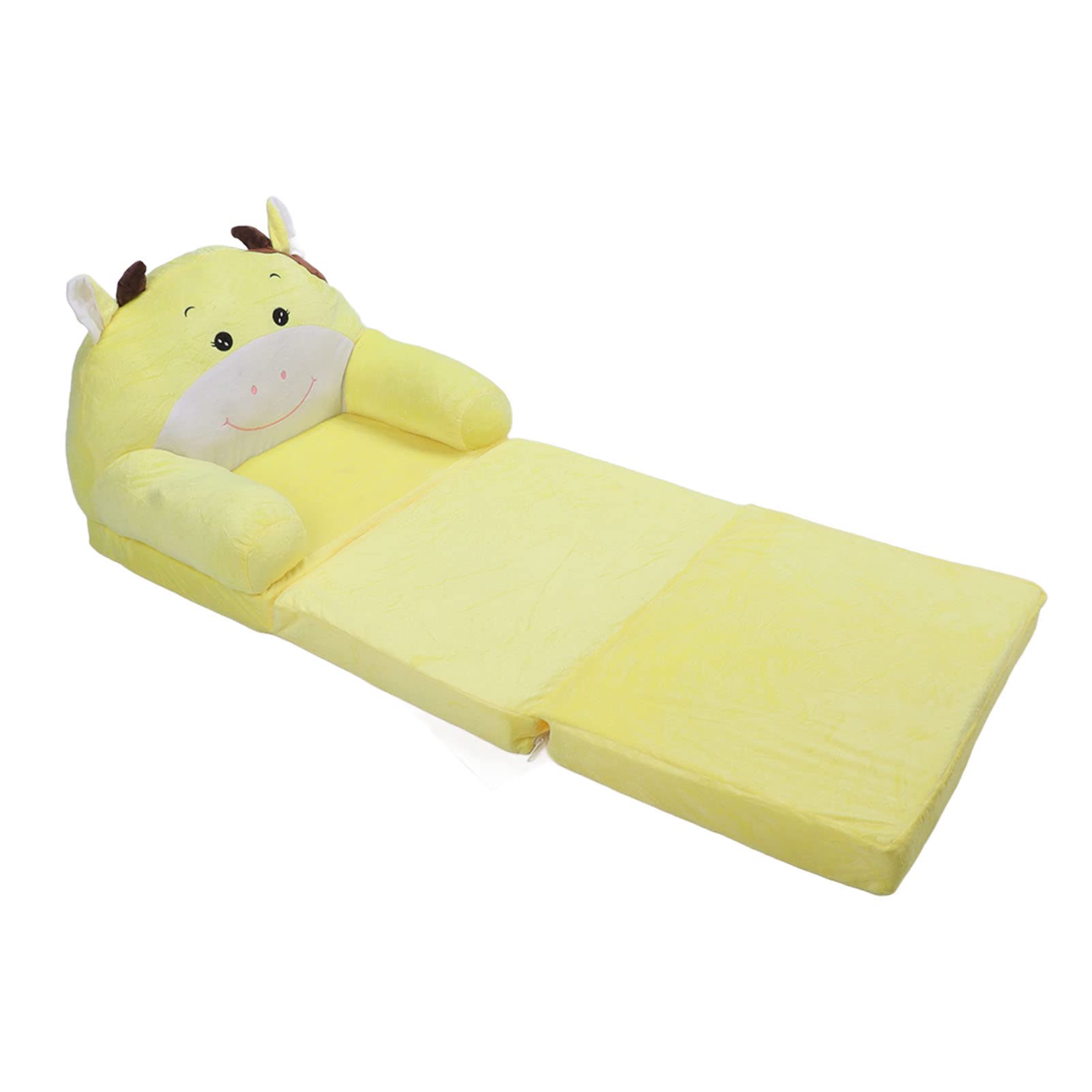 Generic Krzesło Sofy dla Niemowląt 1 Rok, Dzieci śpiące Krzesło Kreskówka Składana Sofa dla Dzieci 2 w 1 Klapka Otwarte Kanapa na sofę dla Sofa na sofę żółtą krowę (3 poziom)