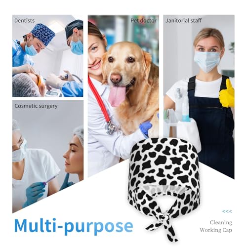 Image of Working Cap Scrub Cap with Sweatband Adjustable Unisex Women Tie Back Hat Nurse Surgical Caps