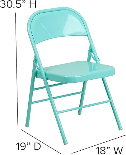 Miniatura 3 de Flash Furniture HERCULES COLORBURST Series Tantalizing Teal Triple Braced & Double Hinged Metal Silla plegable