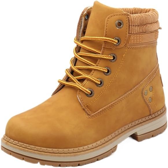 Women's Work Waterproof Hiking Combat Boots Lace up Low Heel Booties Ankle Boots