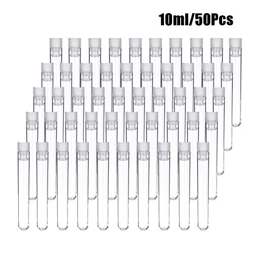 50 Pieces Test Tubes with Caps Clear Plastic 16x100mm(10ml) Test Tube Holder Set
