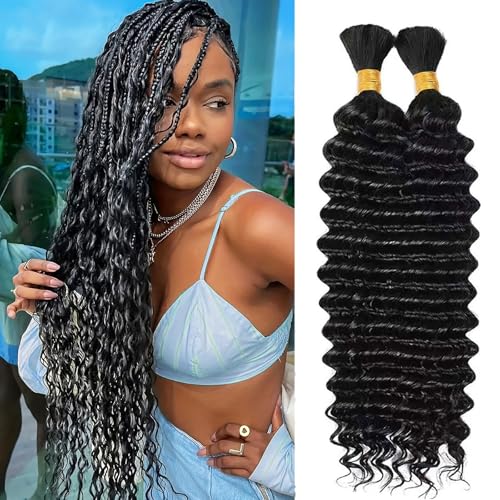 Human Braiding Hair 2 Bundles 100g Deep Wave Human Bulk