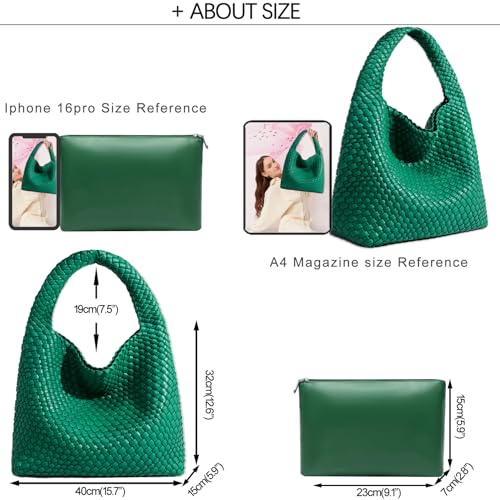 Image of JINMANXUE Woven Tote Bag for Women, Fashion Hobo Handbag, Travel Top-handle Shoulder Bag, Beach Underarm Bag with Purse
