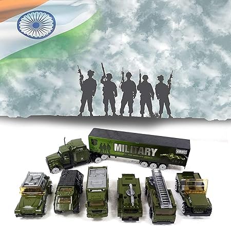 Image of DANDUR Mini Military Army Vehicle Toy Set with Transport Truck Carrier Missile Launcher & Armored Jeep for Infants, Toddlers Or Preschool Children