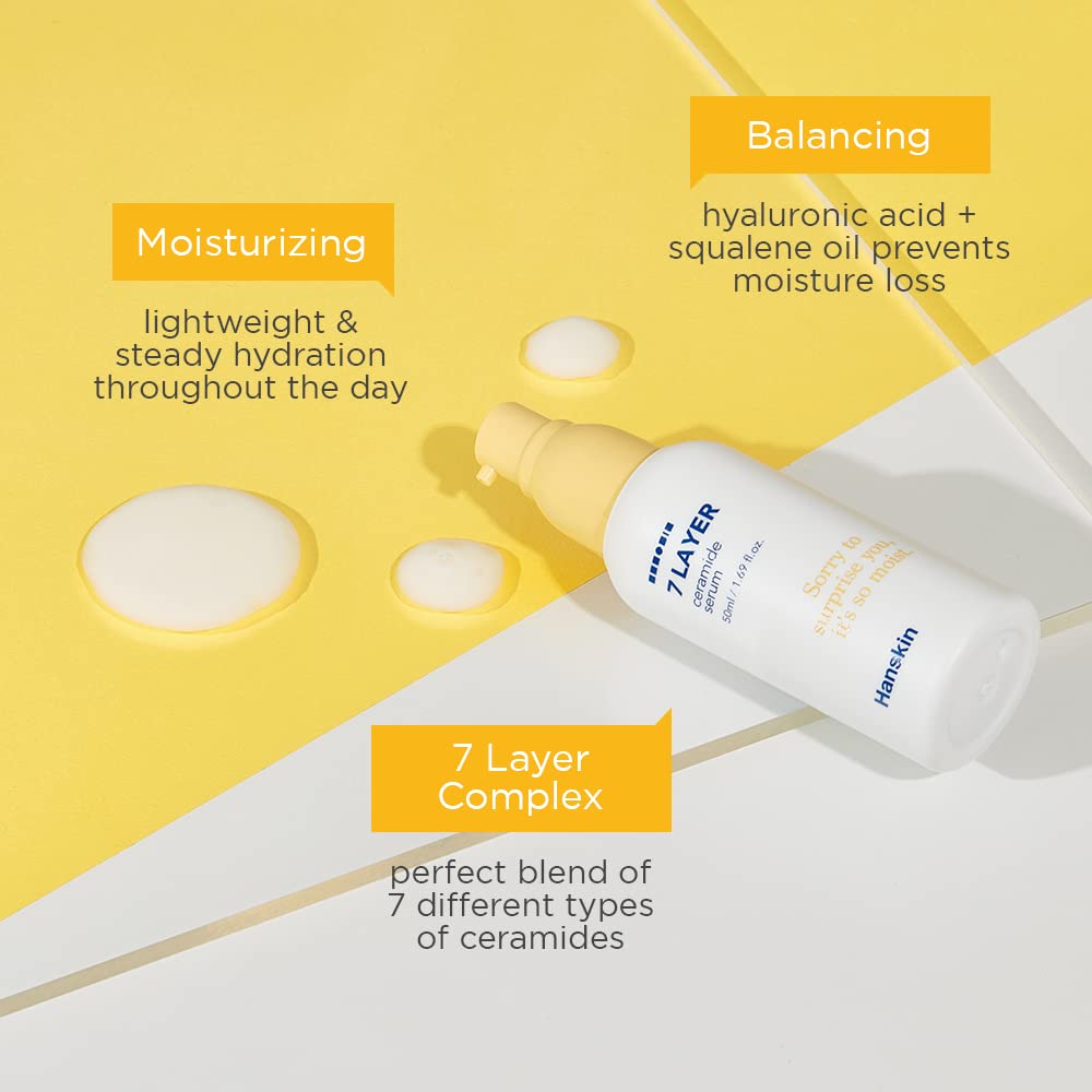Hanskin 7 Layer Ceramide Serum, Light Finish, 1.7 fl. oz, 50ml, Moisturizes Dry Skin, For All Type, Sensitive Skin, Redness, Boosting Calming Ampoule, Serum - Image 4