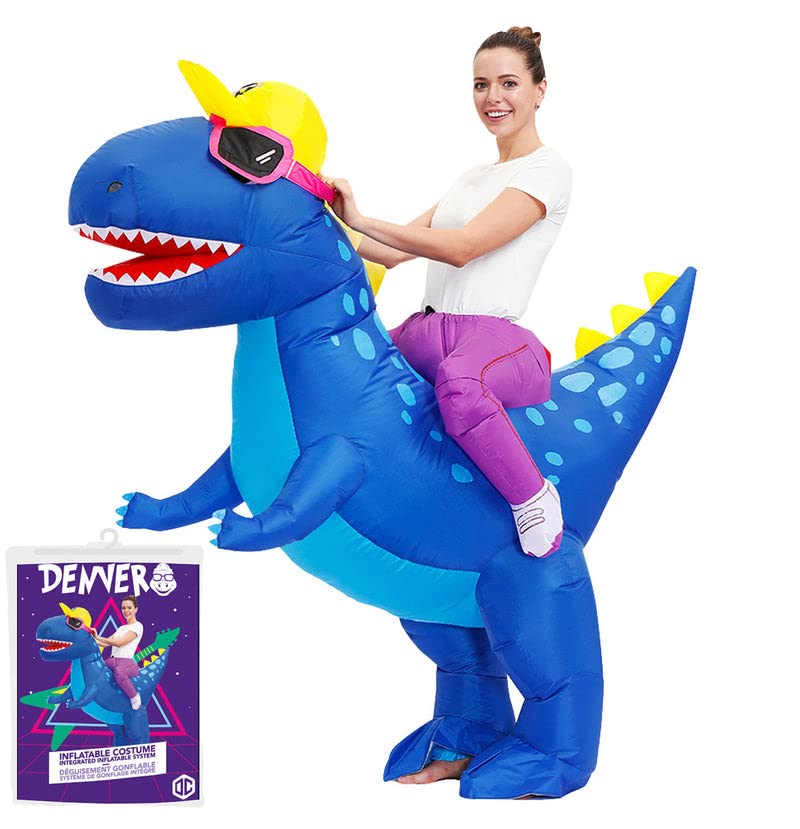 Déguisement Gonflable Dinosaure Bleu | Costume Insolite Taille Adulte | Qualité Premium | en Polyester très Résistant - Agréable à Porter | Système de Gonflage Inclus | OriginalCup®