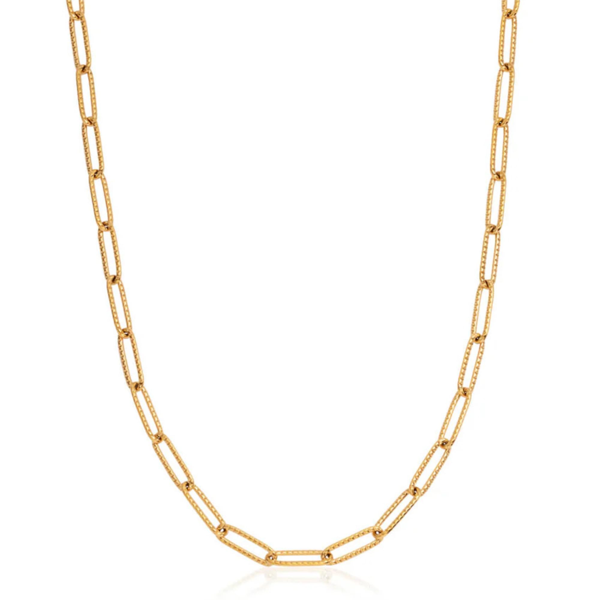 Abbott LyonPaperclip Chain Necklace for Women - Gold Necklaces for Women with Anti-Tarnish Coating - 16-18 Inch Versatile Link Chain for Layering or Solo Wear (Gold)