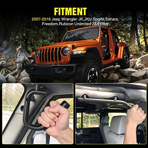 Image of Nilight Front Rear Grab Handles Roll Bar Grip for 2007-2018 Wrangler JK | JKU Sports Sahara Rubicon & Unlimited 2007 2008 2009 2010 2011 2012 2013 2014 2015 2016 2017 2018