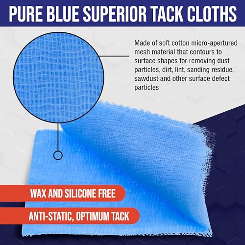 Image of TCP Global - Pure Blue Superior Tack Cloths - Tack Rags (Box of 6) - Automotive Car Painters Professional Grade - Removes Dust, Sanding Particles, Cleans Surfaces - Wax and Silicone Free, Anti-Static