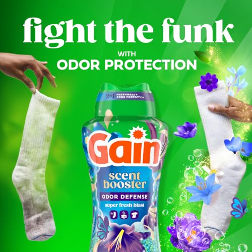 Image of Gain In-Wash Laundry Scent Booster Beads Long-Lasting Fresh Scent Beads All Day Freshness and Odor Protection, Super Fresh Blast Scent, 26.5 oz (Packaging May Vary)