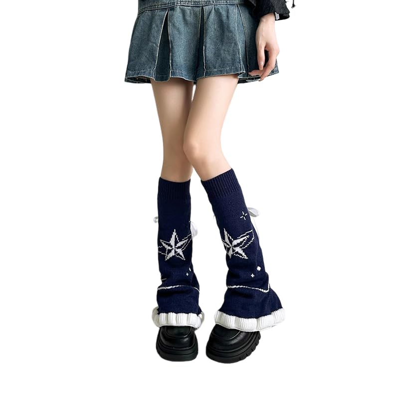 Kawaii Leg Warmers Y2K Knit Lace up Leg Warmers Cute Japanese Harajuku Lolita Leg Warmer for Women Girls