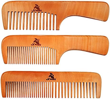 3 PCS Peach Wooden Comb Women and Men Comb - Wide & Narrow Tooth (S023)