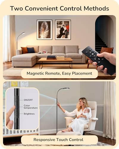 Image of EDISHINE LED Floor Lamp 1300LM Super Bright Reading Floor Lamps Black