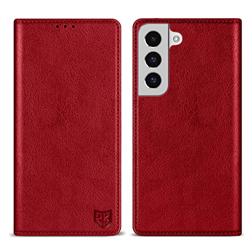 Image of ZZXX for Samsung Galaxy S22 Plus Wallet Case with [RFID Blocking] Card Slot Stand Strong Magnetic Leather Flip Fold Protective Phone Case for Samsung Galaxy S22 Plus Case Wallet(Red-6.6 inch)