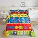 jejeloiu Twin Size Kids Educational Learning Bedding Set Boys Girls Numbers ABC Alphabet Shapes Comforter Set for Soft Coloful Fun Game Comforter Elephant Frog Duvet Set Boys