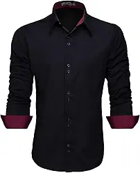 Camisa Social Masculina Manga Longa Slim Fácil Passar (G, Preto C7)