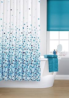 YourHome Vibrant Mosaic Grey On A White Background Polyester Shower Curtain Including 12 Grey Shower Curtain Rings By Waterline