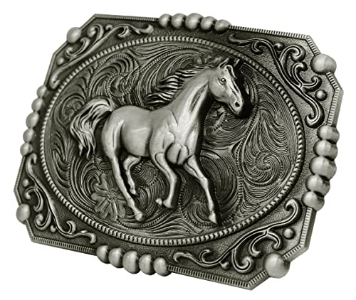 Image of Moranse Cross Cowboy Kneeling Prayer Horse Zinc Alloy Belt Buckles