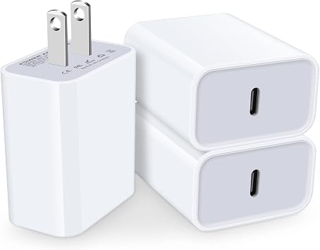 3Pack 20W USB C Fast Charger Type C Power Adapter Wall Plug Fast Charging Block for iPhone 16e 16 Pro Max 16 Pro 16 Plus 15 Pro Max 14 13 12 Pro Max Mini SE XS XR, Google Pixel 9a 9 Pro XL Fold 8a 7a