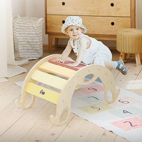 Joyz Arco di Arrampicata per Bambini Multicolore 74x41x38,5 cm Altalena ad Arco in Legno Struttura di Arrampicata per...