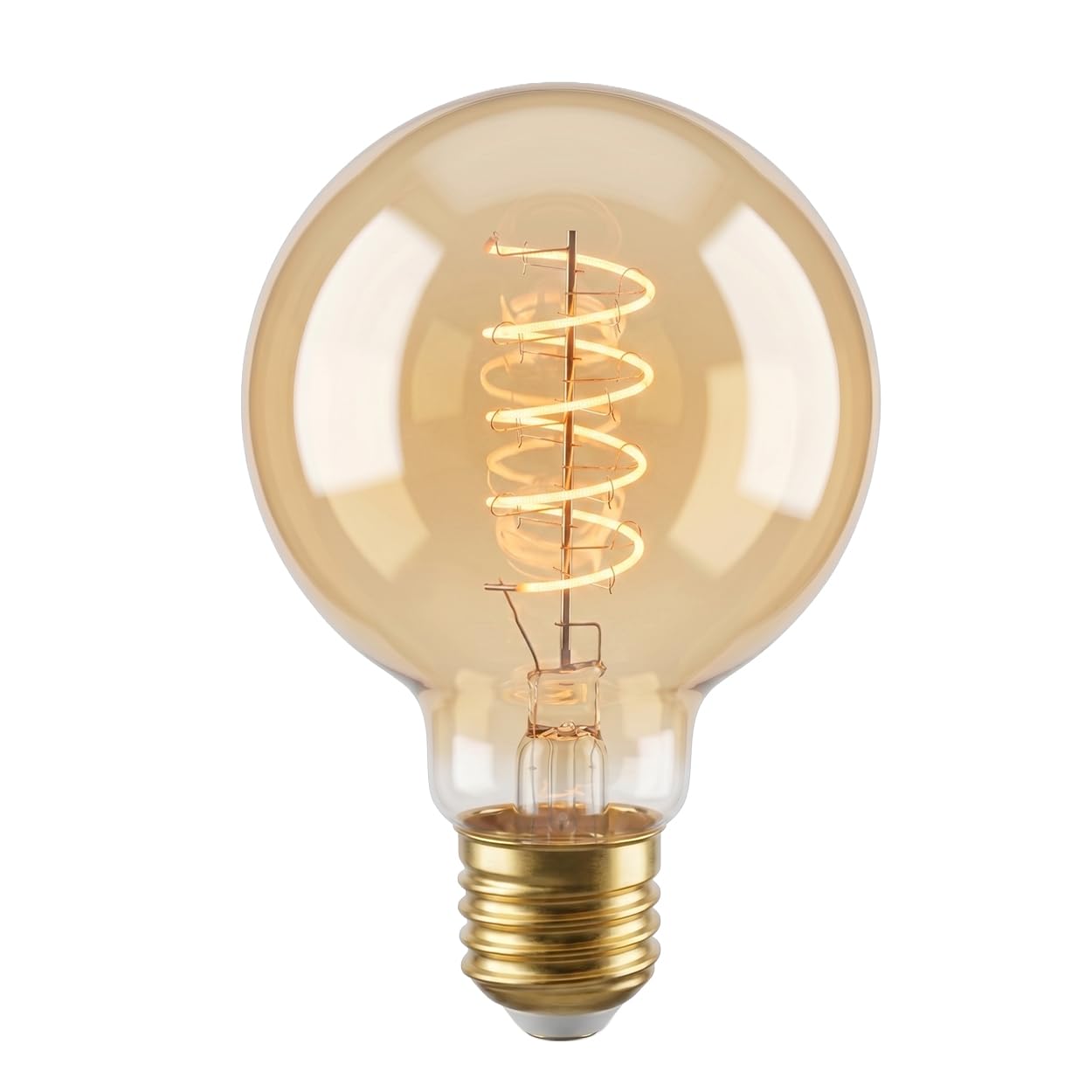 Hofstein E27 LED Warmweiss Vintage Glühbirne E27 6 Watt 2200 K 400 Lumen dimmbares dekoratives Leuchtmittel mit gedrehtem Filament Bernstein Optik für Stimmungsvolle Beleuchtung, 10er Set, G80