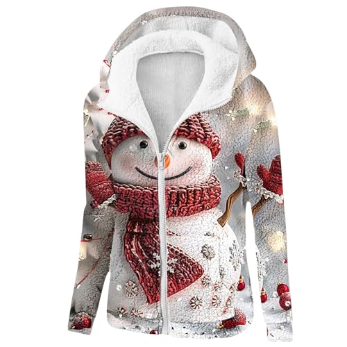 Veste à capuche de Noël femme zippée motif renne et flocon